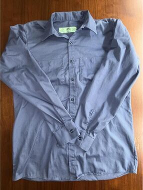 Red Kap Men's Long Sleeve Button Front Work Shirt Blue - Size M